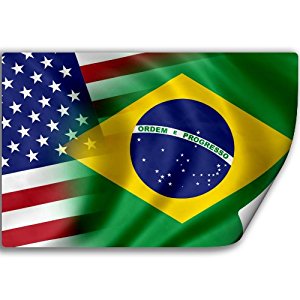 Amazon.com: Sticker (Decal) with Flag of Brazil and USA ...
