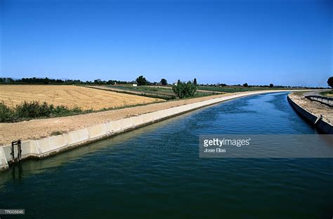 Spain Catalonia Ebro Delta Irrigation Canal Stock Photo ...