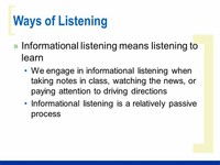Informational Listening (Listening to Learn)