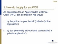 Applications for Apprehended Violence Orders (AVO)