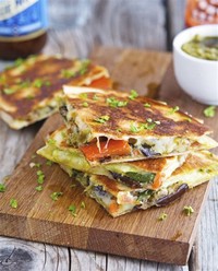 Grilled Vegetable Quesadillas With Kale Pesto