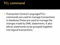 Transaction Control Language (TCL) 