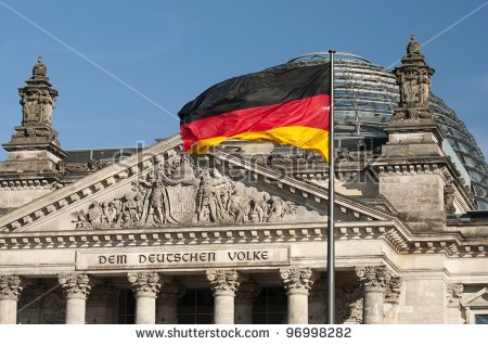 Flag Of The Federal Republic Of Germany Is Waving In Front ...