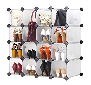 Amazon.com: VonHaus 16x Interlocking Shoe Rack Organizer ...