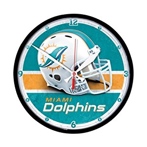 Amazon.com : Miami Dolphins Round Clock : Sports Fan Wall ...