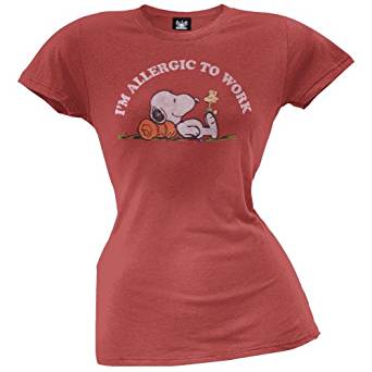 Amazon.com: Peanuts - Work Allergies Juniors T-Shirt ...