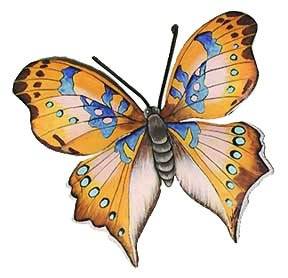 Amazon.com - Painted Gold & Blue Butterfly Decor - Wall ...