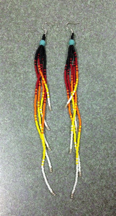 Native American Black, Multi Colored Beaded Earrings ...
