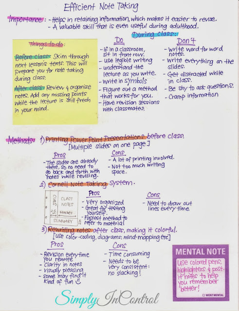 Simply in Control: Note-Taking Tips and Strategies