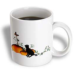 Amazon.com: 3dRose Black Cat with Pumpkins and Butterfly ...