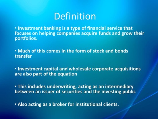 Role of investment bank in Money and Capital market - ppt ...