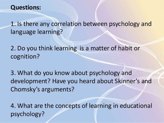 Psychological approaches to language and learning, Stern