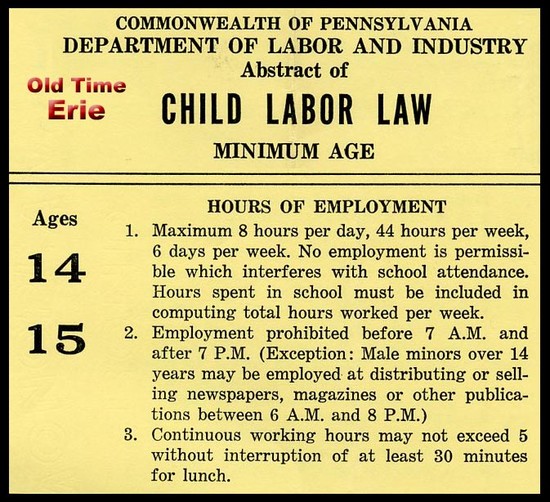 Old Time Erie: Child Labor Law in 1959