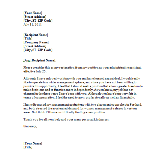 Letter Format In Word.resignation Letter.png - Pay Stub ...