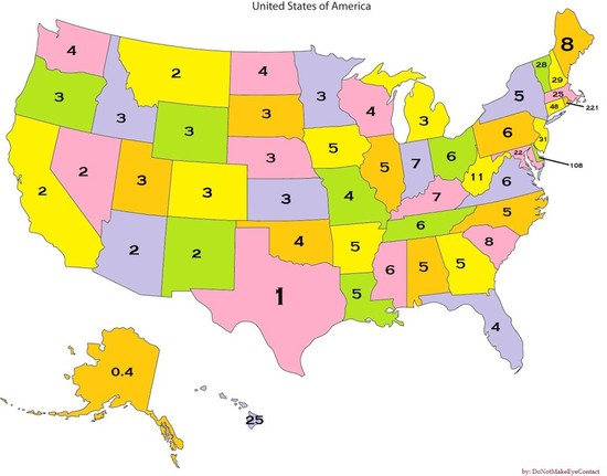 Map Shows How Many Times Each State Can Fit into Texas