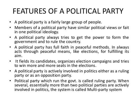 Ideology of different political parties
