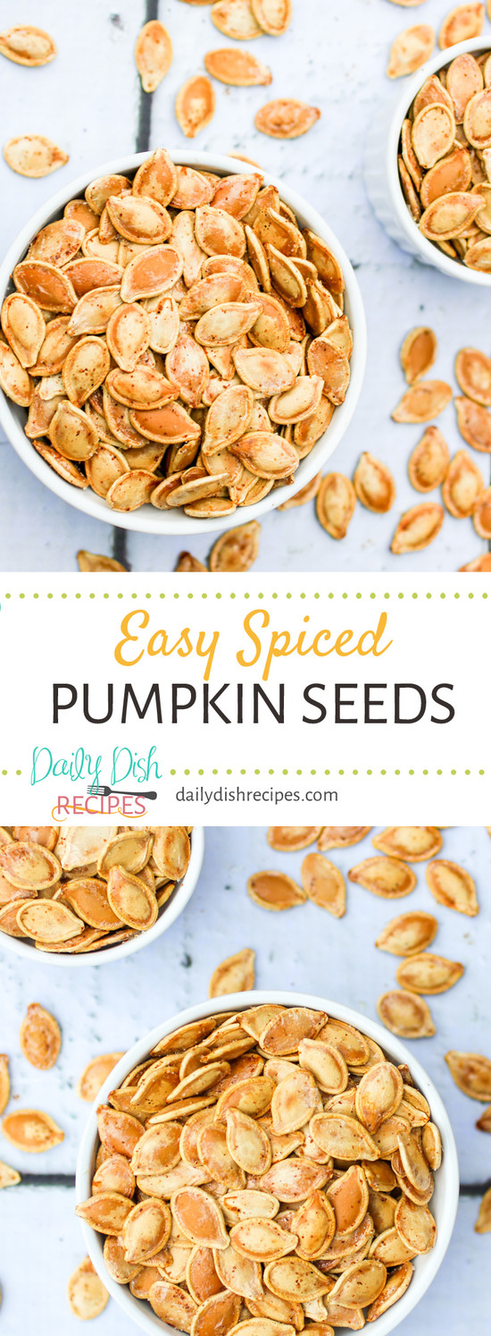 Easy Spiced Pumpkin Seeds - the BEST | Daily Dish Recipes