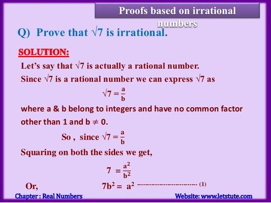 Real Numbers - Proofs based on irrational numbers for ...