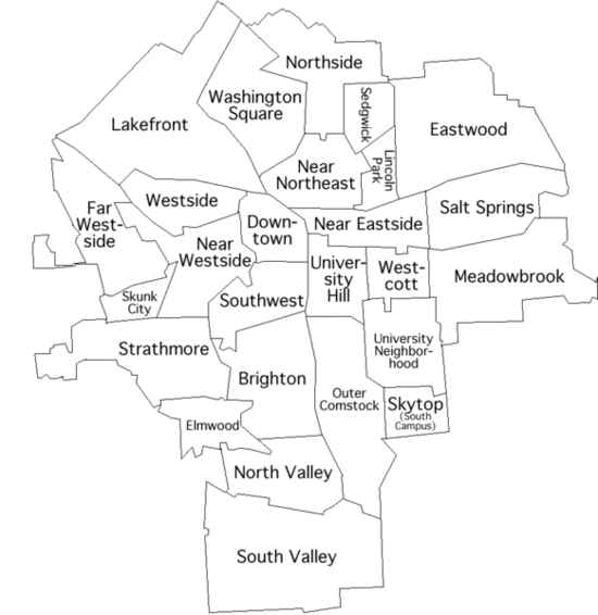 Map of Syracuse neighborhoods (York: common, information ...