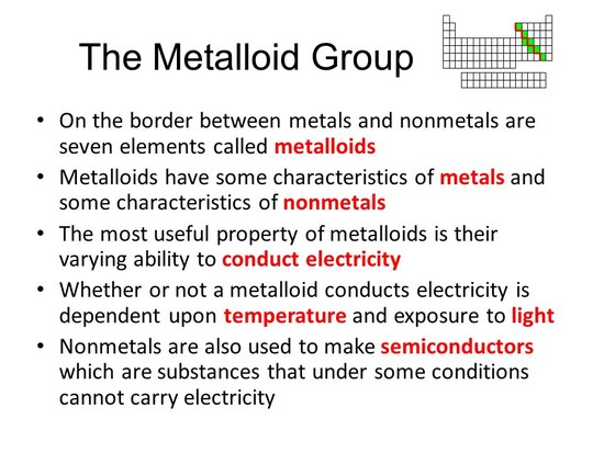 Metals, Transition metals, Metalloids, and Non-metals ...