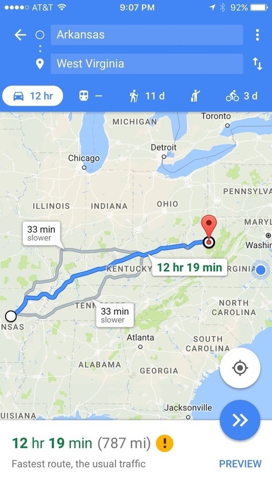 How long will it take to get from Arkansas to West ...