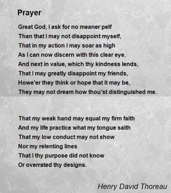 Prayer Poem by Henry David Thoreau - Poem Hunter Comments