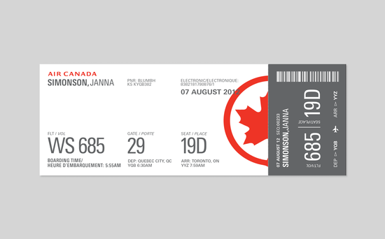 Airline Ticket Emily Carr University.