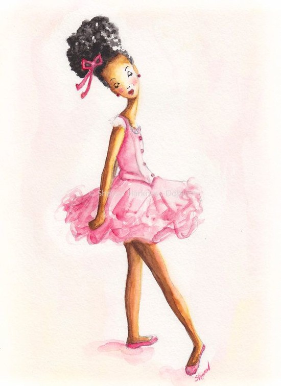 African American Ballerina Girl 6 x 9 Fine Art by ...