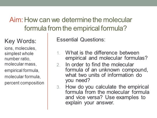 Empirical vs. Molecular Formula - ppt download