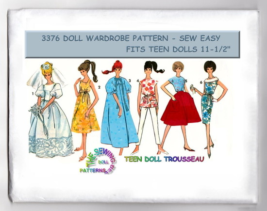 Fits Barbie Dolls 6 outfits - Doll Wardrobe Pattern 11-1/2 ...