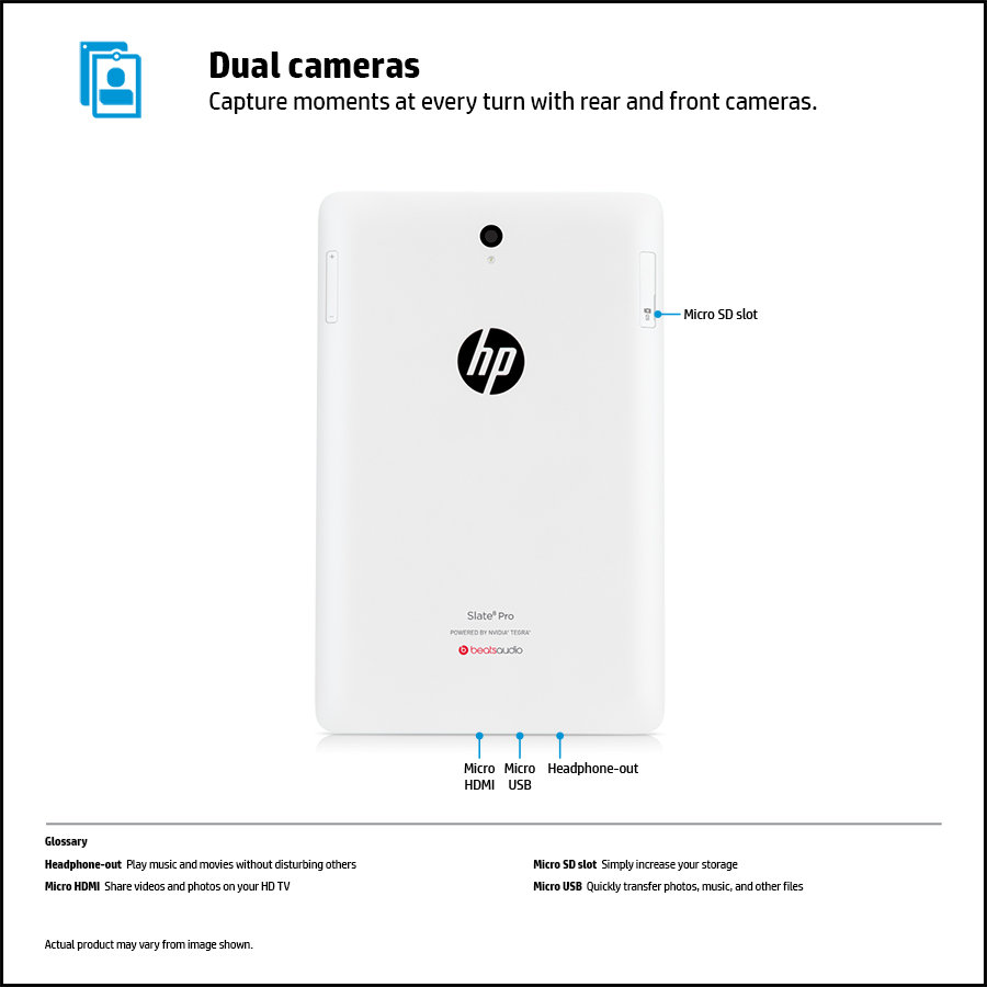 HP Slate 8 Pro 7600US Tablet Back View