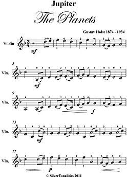 Amazon.com: Jupiter The Planets Gustav Holst Easy Violin ...