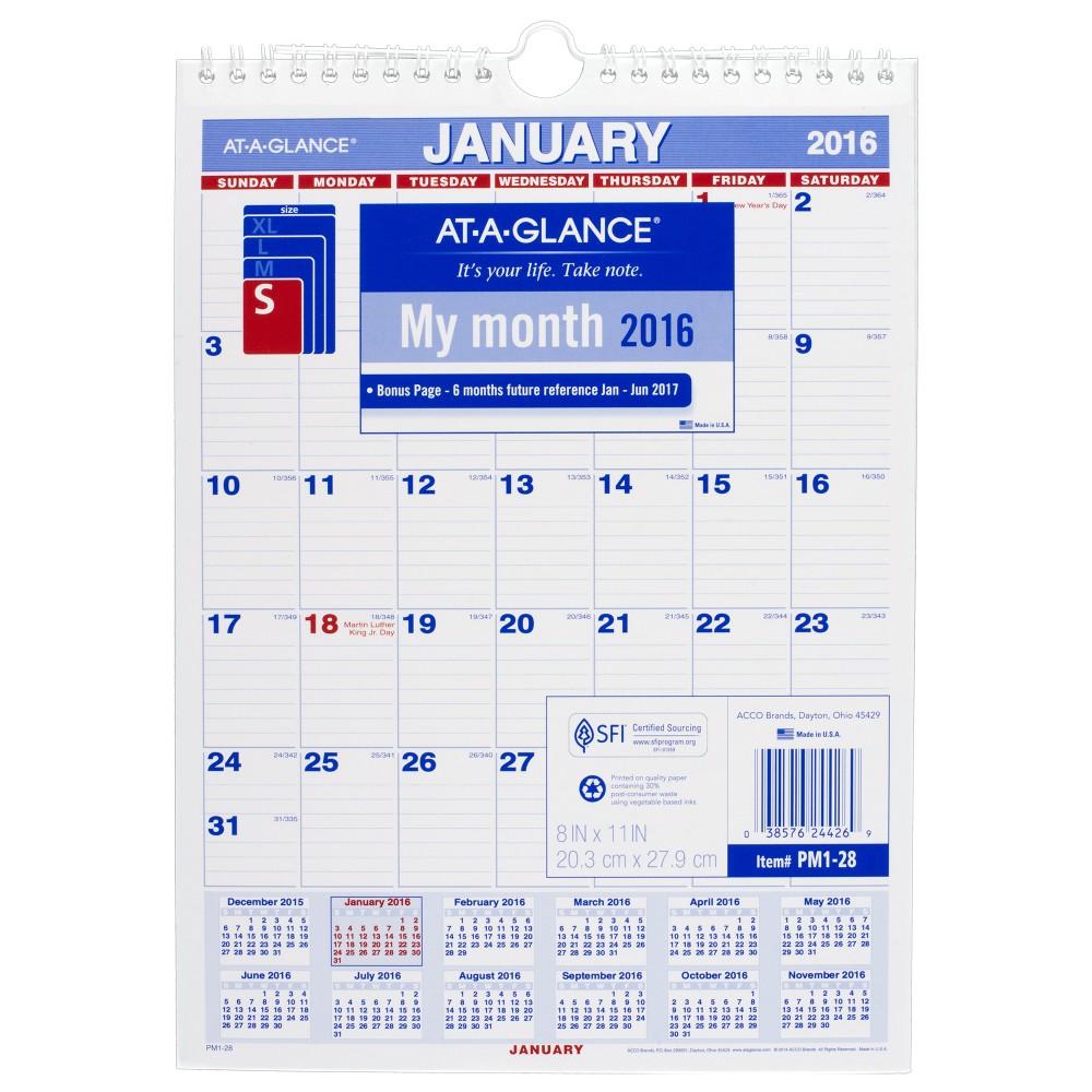 Amazon.com : AT-A-GLANCE Monthly Wall Calendar 2016, 8 x ...