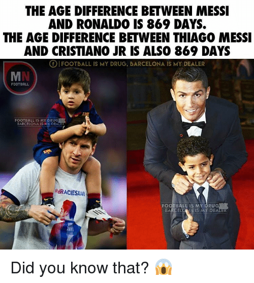 The AGE DIFFERENCE BETWEEN MESSI AND RONALDO IS 869 DAYS ...