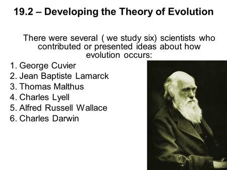 Theories of Evolution Key words: acquired, natural ...