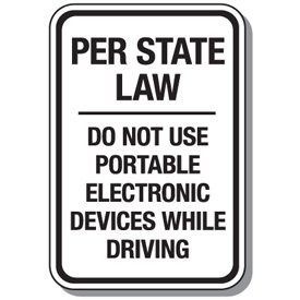 Engineer-Grade Aluminum No Texting & Cell Phone Law Sign ...