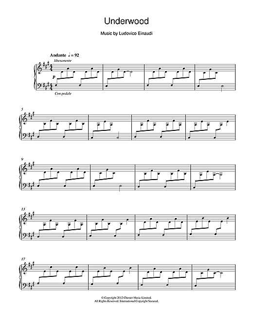 Underwood sheet music by Ludovico Einaudi (Piano – 115613)