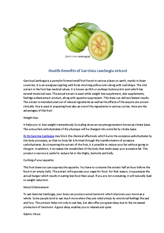 Health Benefits of Garcinia cambogia extract - PdfSR.com