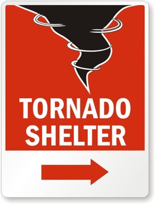 Tornado Shelter (with Right Arrow), Aluminum Sign, 10" x 7 ...