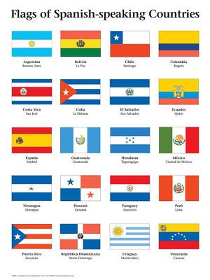 Las banderas of the 19 Spanish-speaking countries of Latin ...