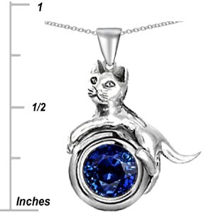 Amazon.com: Star K Cat Lover Pendant Necklace with Round ...