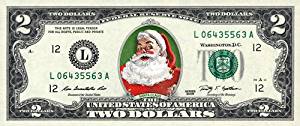 Amazon.com : $2 Bill Colorized Santa Claus on Real Money ...