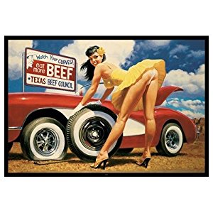 Amazon.com: Retro Sexy Girl Yellow Rose Corvette HUGE ...