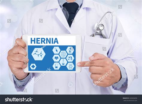 Hernia Doctor Holding Digital Tablet Stock Photo 420026656 ...